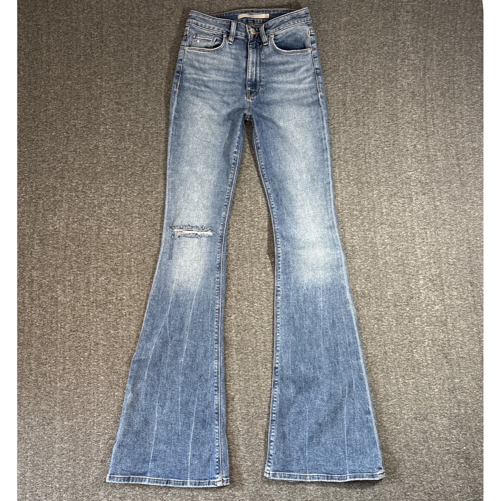 Hudson Women's Jeans 25 Holly GRV High Rise Flare Gravity Wash Distressed